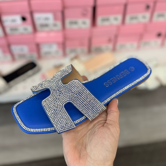 Blue Rhinestone Sandals - Picture 2 of 4